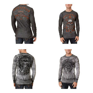 Affliction American Customs Iroquois Indian Skull Biker Grunge Y2K Tye Dye XXL